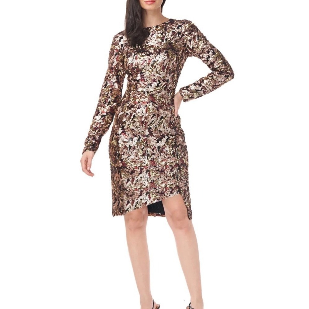 NWT JS Collections Zuri Floral Sequin Mesh Dress size 12 Holiday Cocktail Dress‎
